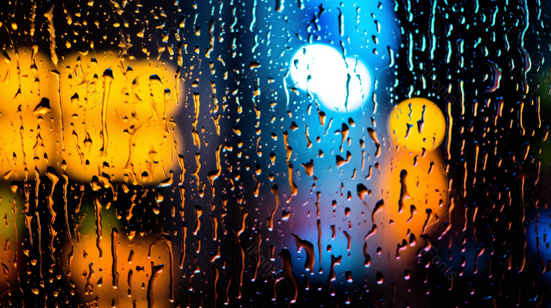 带有抽象散景背景的窗户上的雨滴实拍摄影图,高清,摄影图,摄影图片,图片大全,摄影图免费下载